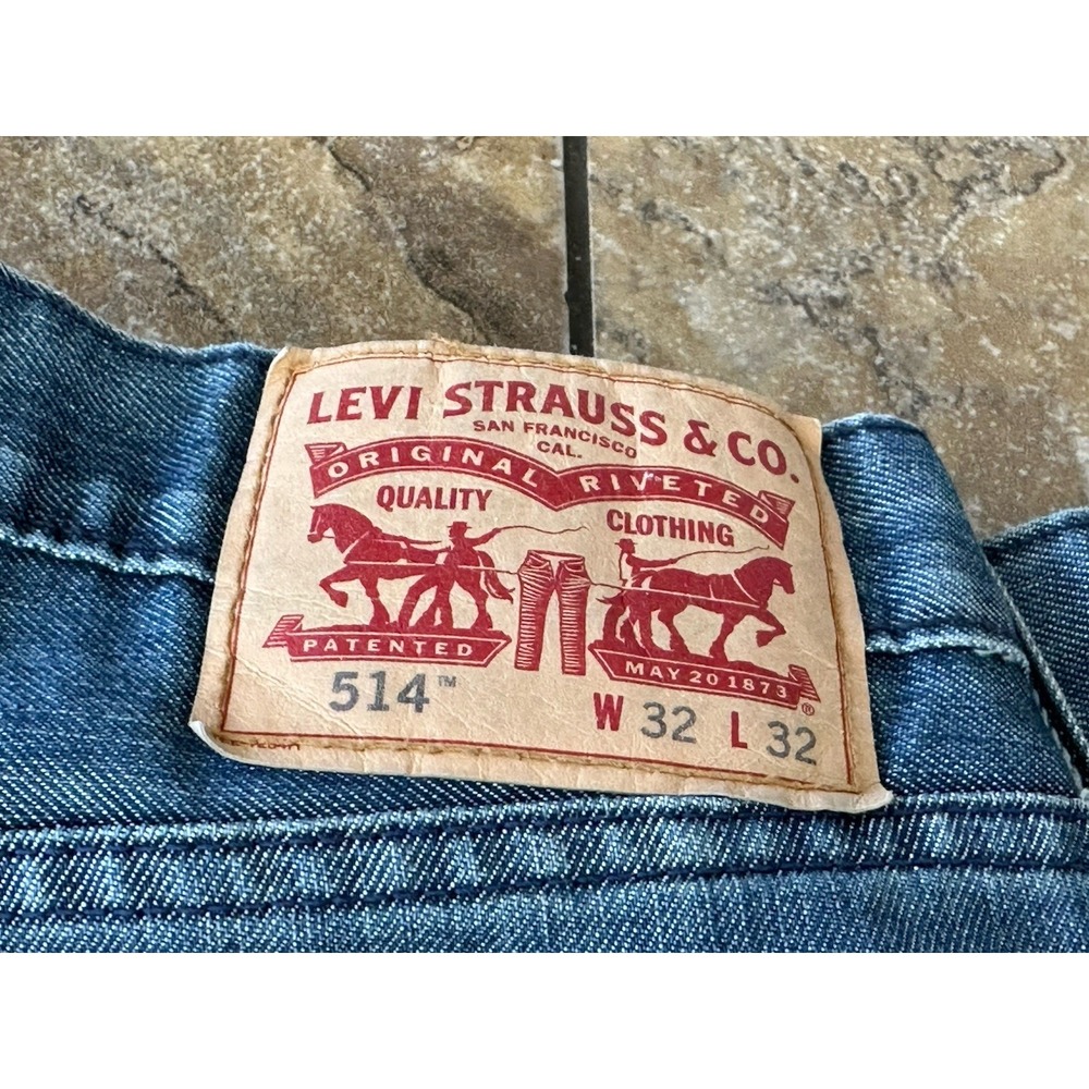 Levis 514 Jeans Mens 32x32 Slim Straight Blue Denim Pants 100% Cotton - Picture 7 of 7